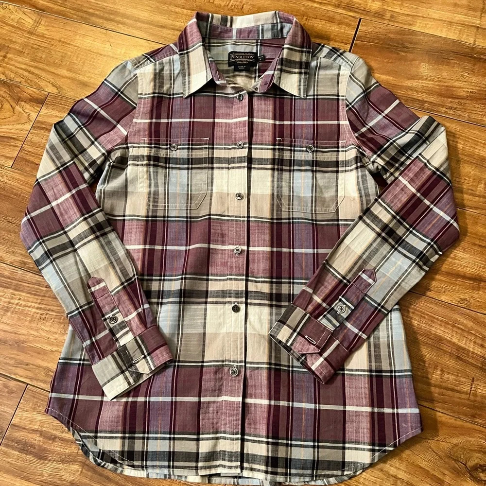 Pendleton Purple/Multi Plaid Button Down Shirt - image 1